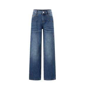 Cross over slimming and loose high waisted jeans