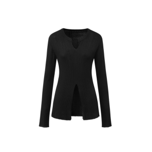 Early spring women's trendy black slim fit sweater