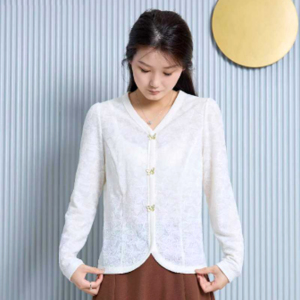 Spring and summer women's floral shirt gauze V Collar long sleeved shirt