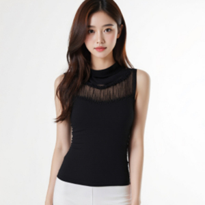 2025 Seasonal new wide shoulder vest Sleeveless round neck T T-shirt