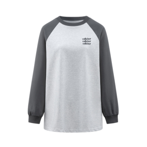 Cotton white grey splicing casual letters T T-shirt