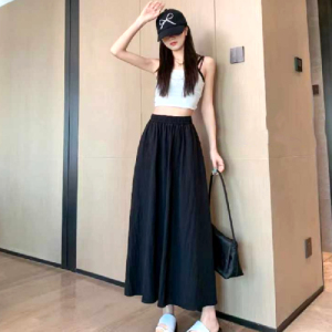 2025 Summer women's half skirt  Casual dress long skirt