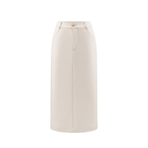 Apricot temperament half skirt long skirt one line skirt