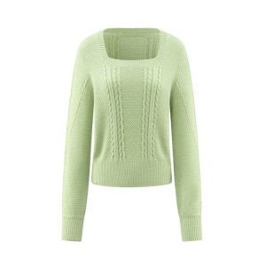 New style green and fresh square neck sweater