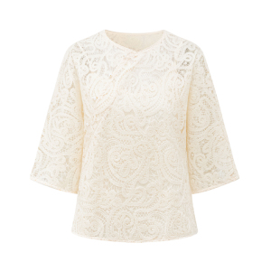Lace hook flower hollowed out long sleeved base shirt for women