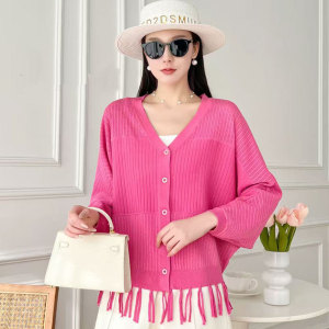 New early spring tassel knit cardigan short outfit