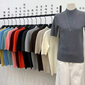Spring/Summer Women's Korean Round Neck Solid Color Half Sleeve T-shirt Top