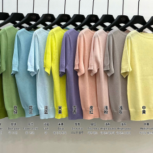 Women's Korean loose round neck solid color half sleeved T-shirt top