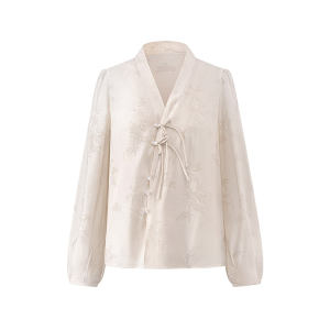 Vintage Chinese style long sleeved shirt for spring,  new Chinese style buckle jacquard casual loose top