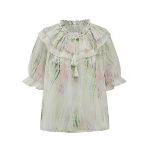 Summer New Double Collar Strap up Small Shirt Fashionable High Western Ladies' Belly Covering and Slimming Top
