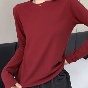 Seamless one-piece base sweater with retro interior knit solid color versatile casual sweater