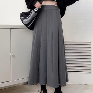 Spring and Autumn Mid length High Waist pleated Skirt Half length skirt that covers the hips and wraps around the buttocks