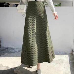 高腰显瘦大摆半身裙秋冬新款毛线针织中长款 A 字裙