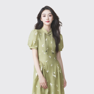 夏季新款国风韩系少女甜美气质 A 字连衣裙