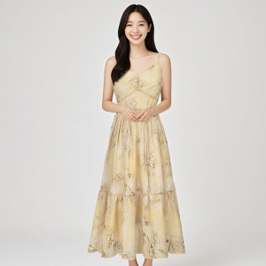 Summer new high-end style new Chinese bamboo suspender dress