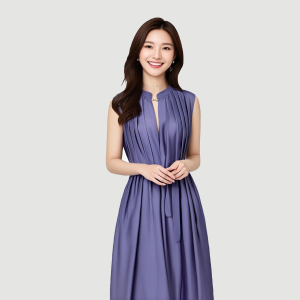 Summer new French style long dress with a high-end feel,  purple sleeveless hanging neck dress