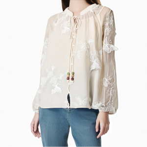 Summer new Chinese style three-dimensional embroidery temperament design sense seven quarter sleeve shirt