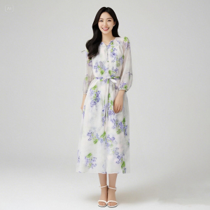 Spring and summer new elegant vintage grape ripe gentle style printed dress     