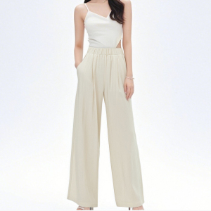 Summer thin quick drying yarn sunscreen loose straight leg pants versatile casual pants