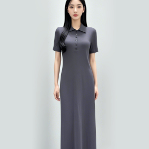 夏季女式时尚翻领条纹一体裙