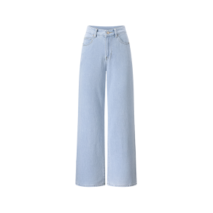 Korean wide leg loose high waisted jeans with crayon blue straight leg,  versatile and casual fashion style