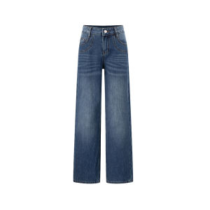 Retro jeans women's new loose and slimming straight leg denim pants for spring