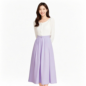 High waisted elastic waisted long skirt for women,  simple and elegant,  with pleated design a Word long skirt