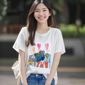 Summer new casual,  age reducing,  fashionable,  fun,  digital printed loose round neck short sleeved shirt T T-shirt
