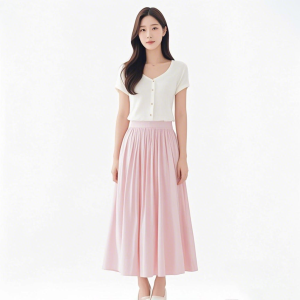 Flowing pearl like half length skirt for women,  summer high waist mid length skirt,  fairy
