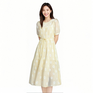 Summer new high-end design niche French beautiful floral dress