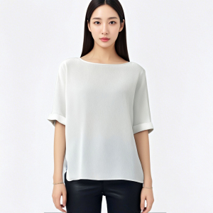 Summer round neck solid color texture T T-shirt T-shirt