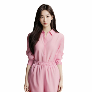 Summer new design casual loose pink long sleeved sunscreen shirt shorts set