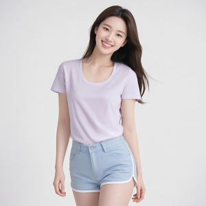 Casual Versatile Shoulder Girl t Summer shirt new style extremely simple style U Collar top