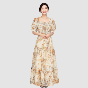 contrary t Light Above Series｜Square collar jacquard new Chinese style dress