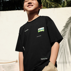 Summer New CUHK Boys' Loose Black Letter Printed Trendy Short Sleeves T T-shirt