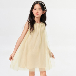 Double layered sequin mesh fairy princess dress sleeveless vest dress for girls,  summer