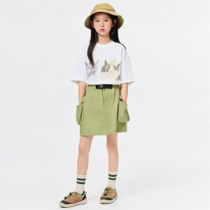 Korean retro mountain style outdoor workwear with pocket buckle and high waist A Word skirt skirt pants