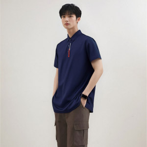 Solid color simple business casual loose sports short sleeved men POLO Shirt