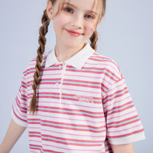 夏季新品女童条纹 POLO 运动套上衣