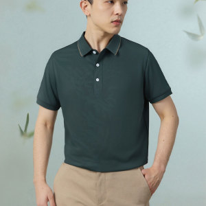 男士夏季短袖简约 POLO 领 T 恤 商务休闲优雅风格上衣