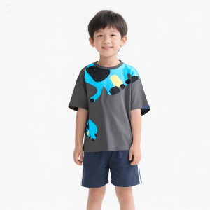 child T New summer shirt for boys and girls,  stylish contrasting color short sleeved top