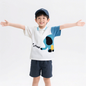 Summer children's short sleeves polo Shirts for boys and girls with stylish and comfortable elephant print T T-shirt