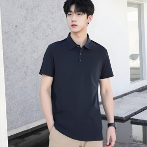 Regenerated fiber men's summer solid color short sleeved shirt Environmentally friendly fashion trend versatile top