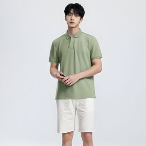 Anti pilling men's summer solid color short sleeved shirt High quality fabric durable top