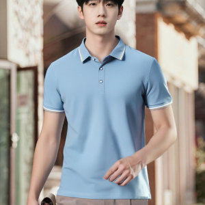 Polyester fiber men's summer solid color short sleeved shirt Wear resistant and wrinkle resistant outdoor workwear T T-shirt