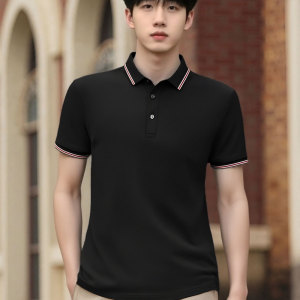 Sticky men's summer solid color short sleeved shirt Strong drape,  fashionable and versatile top