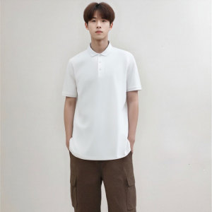 Organic cotton men's summer solid color short sleeved shirt Environmentally friendly and comfortable skin friendly base top