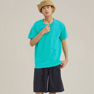 Ice silk cool feeling men's summer round neck solid color short sleeved shirt business casual T T-shirt