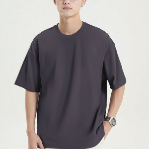 Anti pilling high-quality men's summer round neck solid color short sleeved shirt Durable and long-lasting T T-shirt