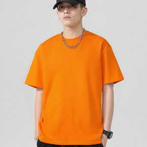 Bamboo fiber antibacterial men's summer round neck solid color short sleeved shirt Breathable and healthy T T-shirt